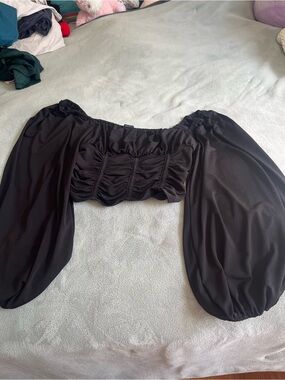 Forever 21 Black Corset Long Sleeve Top Size Medium